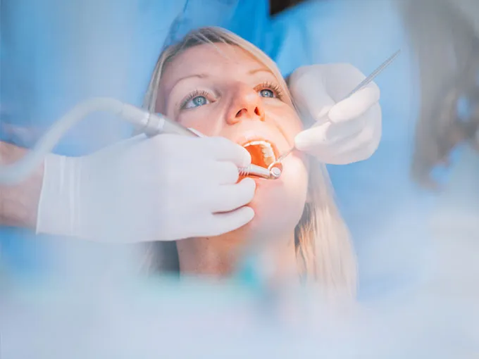 Patient undergoing dental procedure